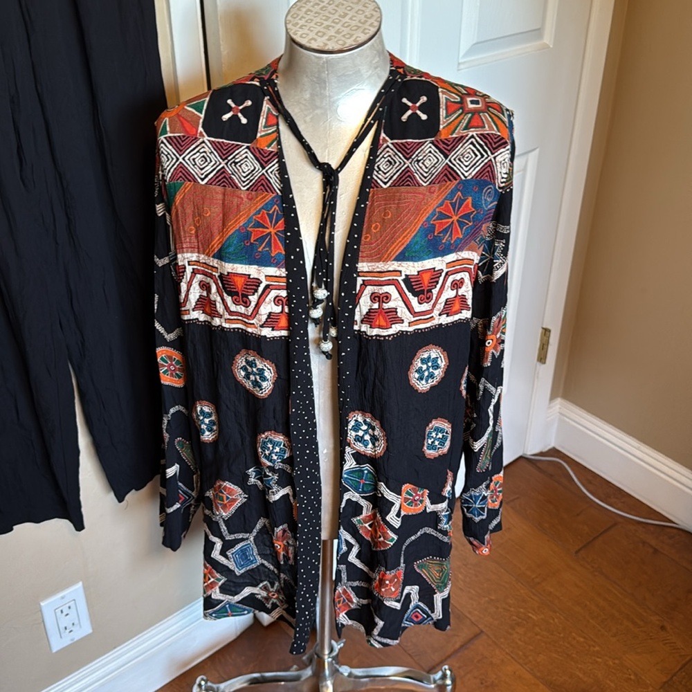 Vintage Laura Kieffer Women’s lightweight blazer & pant Set Colorful Rayon 8 - Picture 12 of 15